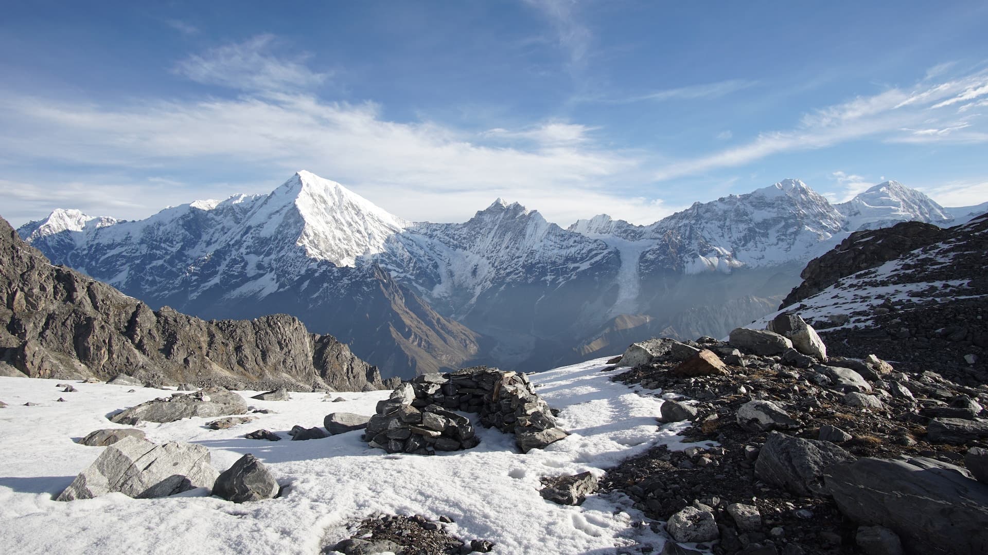 snow covered mountain range