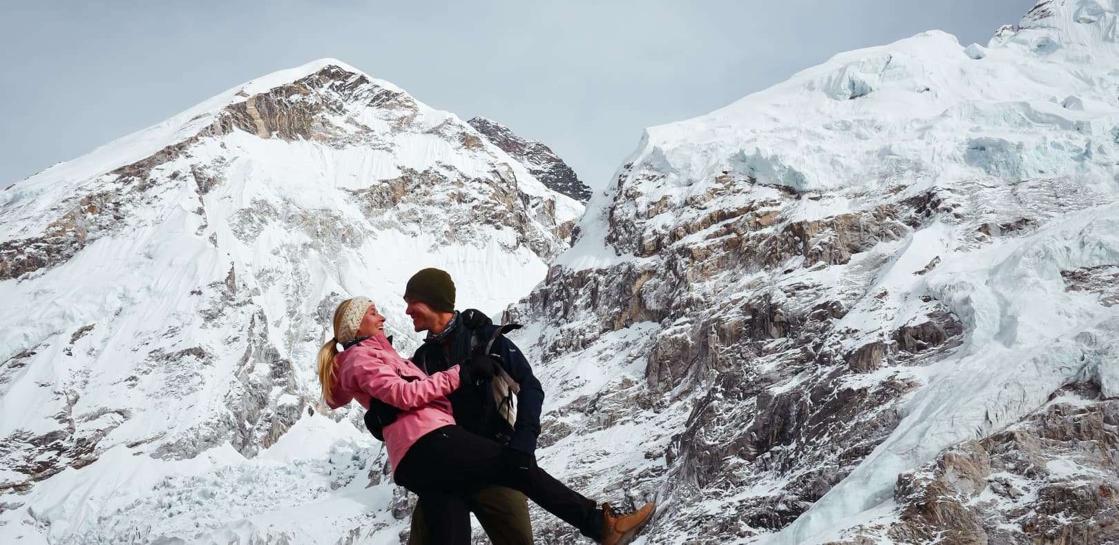 couple enjoying at everest base camp