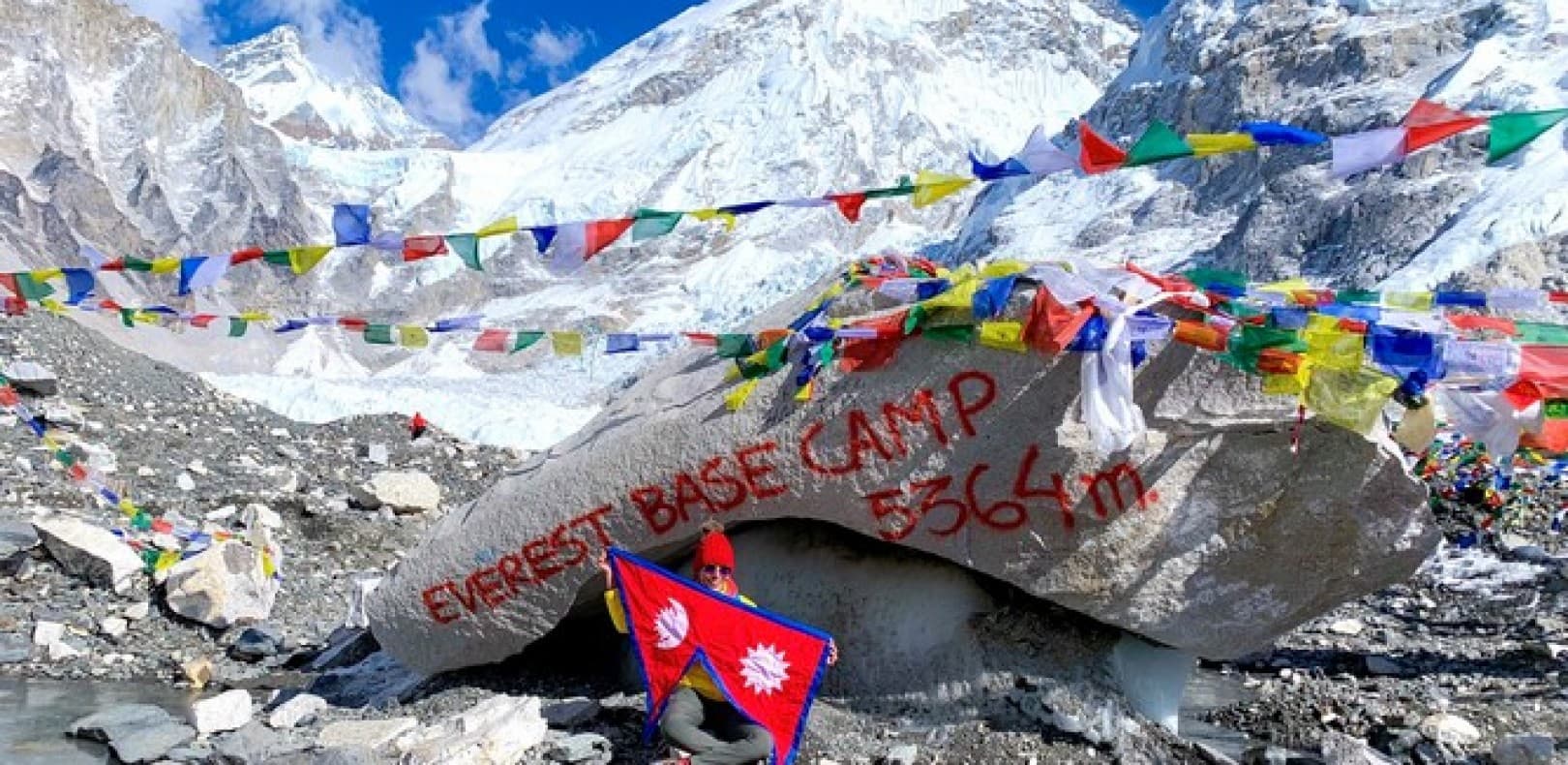 foreigner posing with nepal flag