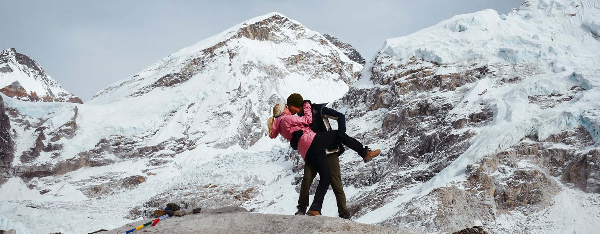 Honeymoon couple at Everest Base Camp